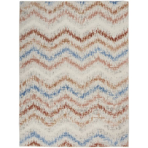 Nourison Elation Abstract Ivory Multicolor 5'3" x 7'3" Area Rug, (5x7)