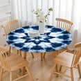 thumbnail image 3 of Blue White Tie Dye Mandala Pattern Round Fitted Tablecloth with Elastic Edge,Dining Table Cover Waterproof,Outdoor Round Tablecloth for Camping,Dining,Indoor and Outdoor, 3 of 7
