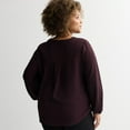 thumbnail image 2 of Plus Size Nine West Long Bishop Sleeve V-Neck Tunic Color: Black Beryl Floral Size: 2X, 2 of 4