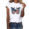thumbnail image 2 of Fartey Womens 4th of July Shirts Red White and Blue Butterfly Graphic Tees Independence Day Patriotic Tops Dressy Casual Short Sleeve Crew Neck Holiday T Shirts White XXL, 2 of 4