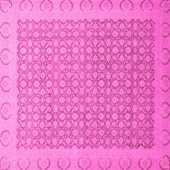 Ahgly Company Indoor Square Oriental Pink Traditional Area Rugs, 7' Square