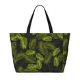 thumbnail image 2 of KLL Tropical Palm Leaves Fern Leaf Print Large Beach Tote Bag Women Waterproof Sandproof Zipper Beach Tote Bag for Pool Gym Grocery Travel with Wet Pocket, 2 of 7