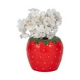 thumbnail image 6 of Strawberry-Shaped Flower Pot for Home Decor - Decorative Ceramic Planter for Outdoor, Indoor Plants, and Garden Display - Stoneware Planter for Patio, Entryway, Shelf, and Balcony - 6", Red & Green, 6 of 10