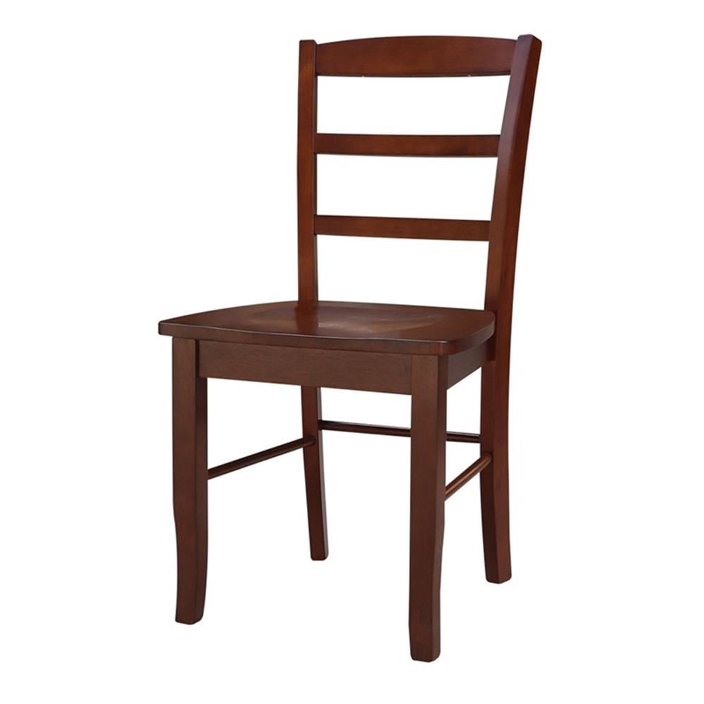 Set of Two Solid Wood Madrid Ladderback Chairs in Espresso