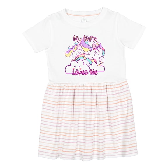 Inktastic My Nana Loves Me Unicorn Girls Toddler Dress