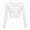 White, variant on Sakmal Plus Size Tops for Women Black Long Sleeve Crew Neck Solid Crop Top T-Shirts Plus Size Ladies Shirts