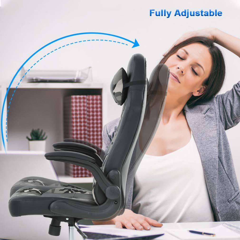 YRLLENSDAN Racing Adults Adjustable High Back Gaming Chair with Arms and Headrest, Camo