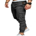 thumbnail image 2 of Men‘s Cargo Pants Slim Fit Sweatpants Jogger Drawstring Elastic Outdoor Trousers with Pockets Navy blue XL, 2 of 2