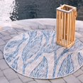 thumbnail image 1 of Unique Loom Botanical Collection Casual Leafs Transitional Indoor and Outdoor Flatweave Round Rug, 4 Feet, Light Gray/Blue, 1 of 1