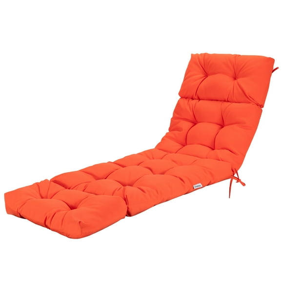 Patiojoy Patio Chaise Lounge Cushion Recliner Quilted Thick Padded Seat Cushion w/Ties Orange