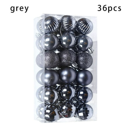 

36PCS 4CM Plastic DIY Gifts Party Supplies Crafts Christmas Tree Decoration Drop Pendant Xmas Hanging Ball Bauble GREY