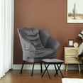 thumbnail image 2 of HOMCOM Lazy Chair and Ottoman with Side Pockets, Accent Chair, Gray, 2 of 8