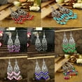 thumbnail image 2 of EOEMY Women Vintage Fashion Bohemian Boho Multi-Color Beads Dangle Alloy Drop Earring-3005-5, 2 of 9