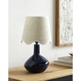 thumbnail image 4 of Livabliss Aviara Rustic Accent Table Lamp, 15-inch, Dark Blue with Gray Scalloped Shade, 4 of 5