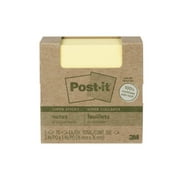 Post-it Recycled Super Sticky Notes Made with 100% Recycled Paper, 3 in x 3 in, Canary Yellow, 5 Pads