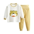 thumbnail image 1 of Gibobby Conjunto de dos piezas de sudadera y pantalón para niños Pantalones de cintura alta de primavera + Camiseta con patrón de dibujos animados lindo(Caqui, 12-18 Meses), 1 of 5