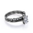 thumbnail image 3 of JeenMata Anillo de Boda con Filigrana Decorativa Milgrain de 1,75 Quilates con Engaste Ovalado en Punta Engastado en Oro Negro de 18 K sobre Plata (Personaliza la Banda de Tu Anillo de Bodas), 3 of 6