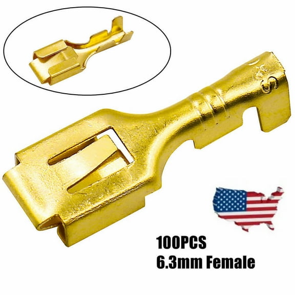 100× 6.3mm Non Insulated Female Spade Wire Connectors 1/4" Copper Crimp Terminal