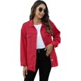 thumbnail image 1 of GHSDFBB Women's Oversized Mid Long Denim Jacket Jean Biker Coat, 1 of 6