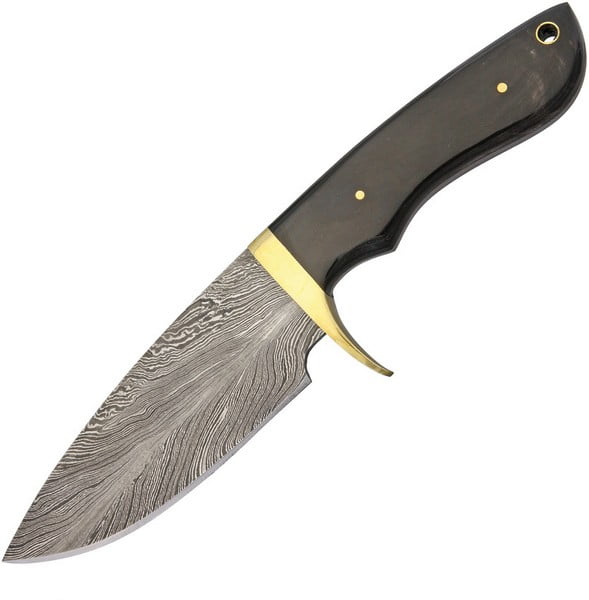 Photo 1 of 9" Damascus Horn Twist Hunter Knife 