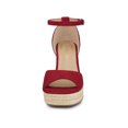 thumbnail image 6 of BLISSFUL STEP Women's Espadrille Platform Ankle Strap Wedge Heels Sandals Red (Size 9), 6 of 7