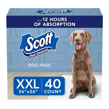 Scott Pet Guard Dog Pads - Dog Training Pee Pads for Large & Extra Large Dogs - Up to 12 Hour Absorbent Odor Control - Easily Disposable Dog Pee Pads - Size XXL - 36" x 36" - 40 Pack