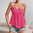 thumbnail image 2 of Womens Tank Tops- Women's Y2k Babydoll Tops Peplum Ruched Lace Trim Cami Cute Going Out Top Hot Pink XL, 2 of 7