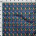 thumbnail image 3 of oneOone Polyester Lycra Blue Fabric Palm Tree|Elephant & Dinosaur Sewing Material Print Fabric By The Yard 56 Inch Wide, 3 of 4