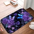 thumbnail image 5 of 1pc Purple Roses Butterflies Absorbent Non-Slip Bathroom Thickened Flannel Rug Decor,Soft,Quick Drying,Suitable For Indoor/outdoor Use,Bathrooms,Bedrooms,Kitchens,Terrace,Laundry Rooms,16"x24", 5 of 9