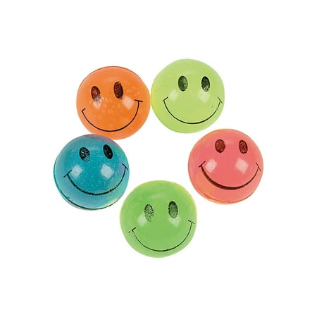 Fun Express Mini Neon Smile Face Bouncing Balls (144 Piece)