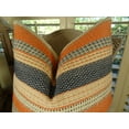 thumbnail image 2 of Thomas Collection Cayenne Orange Navy Cream Striped Woven Throw Pillow - 11166, 2 of 5