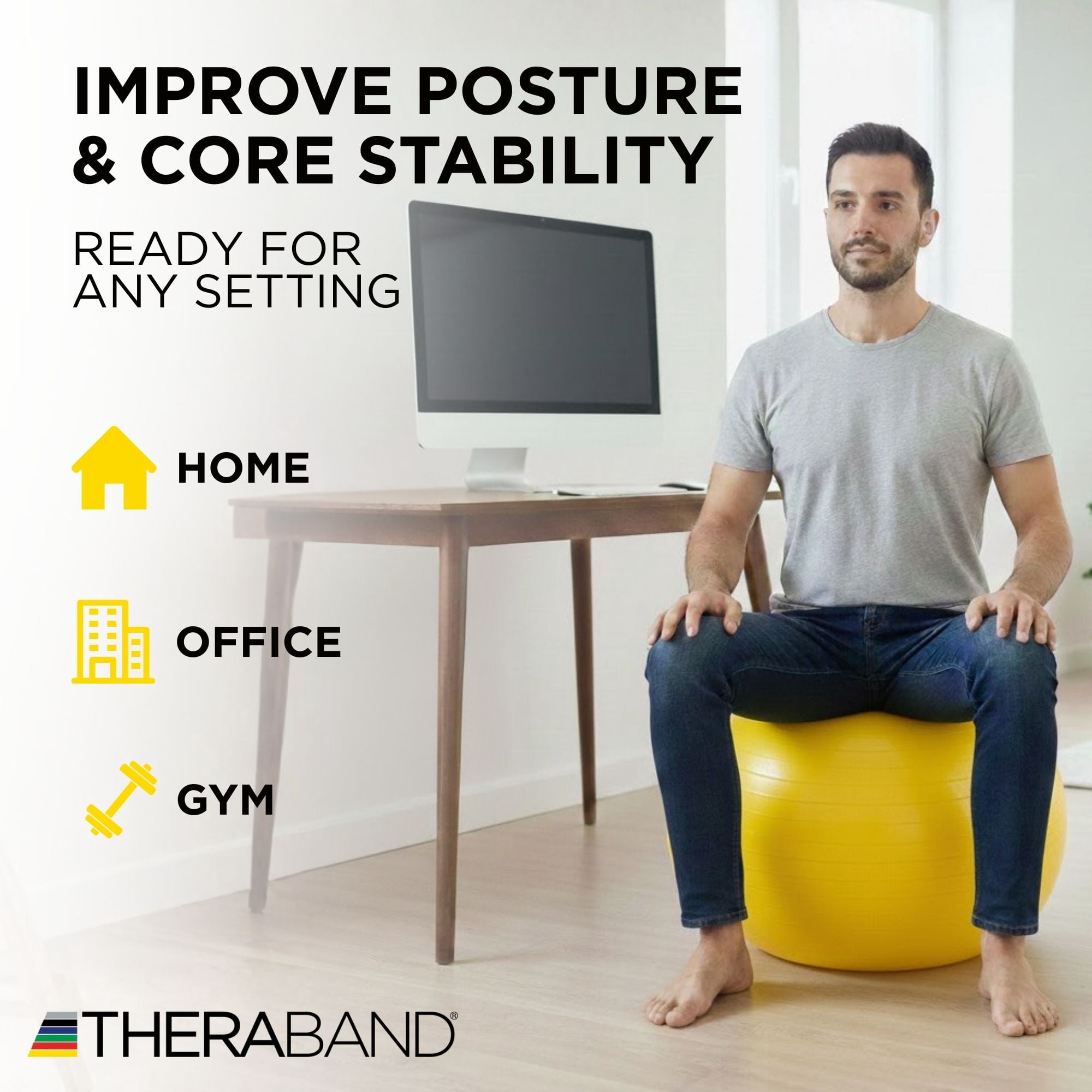 THERABAND Pro Series Stability Ball, 45 cm, Yellow, 1 Pack
