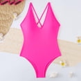 thumbnail image 3 of Trajes de Baño para Mujeres Sexy Color Sólido Bikini con Cuello en V Traje de Baño Dividido con Pantalones, Nylon de Corte Alto para la Piscina de Playa, 3 of 6