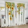 thumbnail image 5 of Sunflower Flower Blackout Curtains for Bedroom,Rustic Vintage Wood Panel Watercolour Nature Sunflower Plant Flower Bird Window Drapes Print for Girls Boys Living Room Kitchen 84x84in, 5 of 6