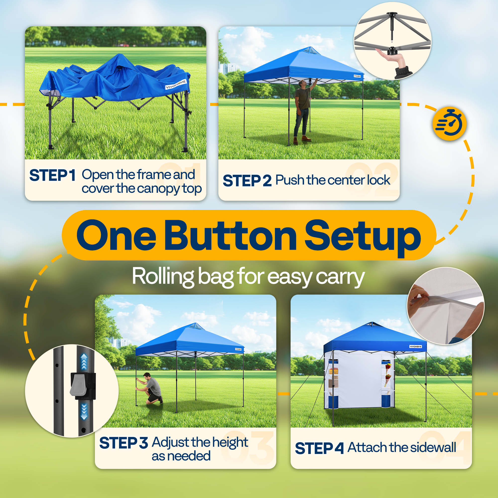 SPECSTAR 10x10 Pop-Up Instant Canopy, Blue photo 5