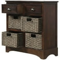 thumbnail image 5 of Rustic Storage Cabinet, Retro Wooden Console Table with 2 Drawers and 4 Classic Rattan Basket, Accent Nightstand with Solid Wood Legs and Metal Handle, Side Table for Living Room, Espresso, 5 of 7