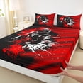 thumbnail image 3 of Castle Fairy Dirt Bike 4pcs Bed Sheets,Watercolor Splash King Sheets,Black Red Super Cozy Sheet Set,Ultra Soft Extreme Sport Home Decor, 3 of 7