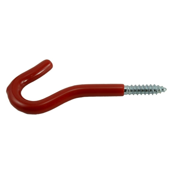 1/8" x 3-3/8" x 3/4" Vinyl Coated Steel Screw Hooks (4 pcs.)