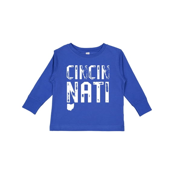 Inktastic Cincinnati, Ohio Distressed Font Boys or Girls Long Sleeve Toddler T-Shirt