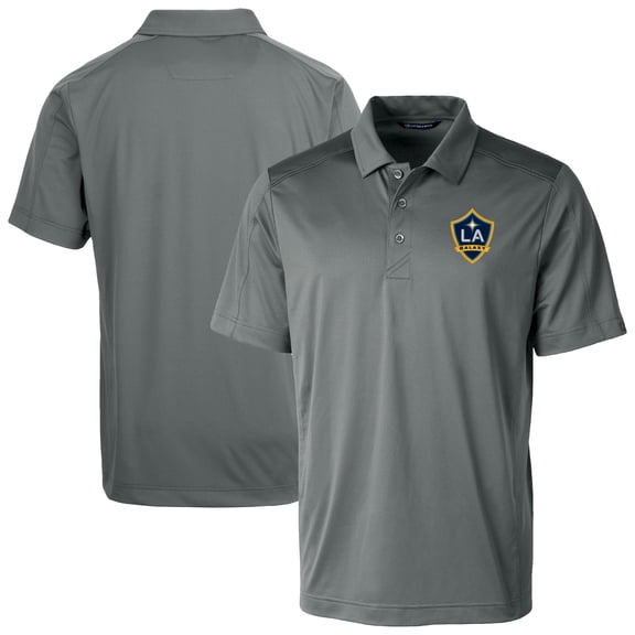 Men's-Cutter & Buck  Gray LA Galaxy Prospect Eco Textured Stretch Recycled Polo