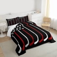 thumbnail image 3 of Homewish Hockey Stick Full Size Comforter Sets,Hockey Sports Game Bedding Comforter Set,Red White Black Bedding Sets For Boys Teens,Ultra Soft Home Decor Reversible,3-Piece, 3 of 8