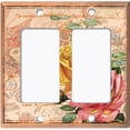 thumbnail image 6 of Metal Light Switch Plate Outlet Cover Beige Floral Leaf Letter Damask FLW053, 6 of 13