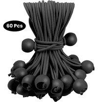 60 Pcs Bungee Balls 6 Inch, Black Bungee Cord for Canopy Tarp, Tents, UV Resistant