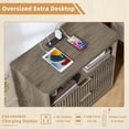 thumbnail image 5 of 2 Pack LEYAOYAO 31" Wide Fluted Nightstand with 2 Drawers, Modern Floor Night Stand with Open Shelf, Large Mid Century Wooden End Table, Grey, 5 of 9