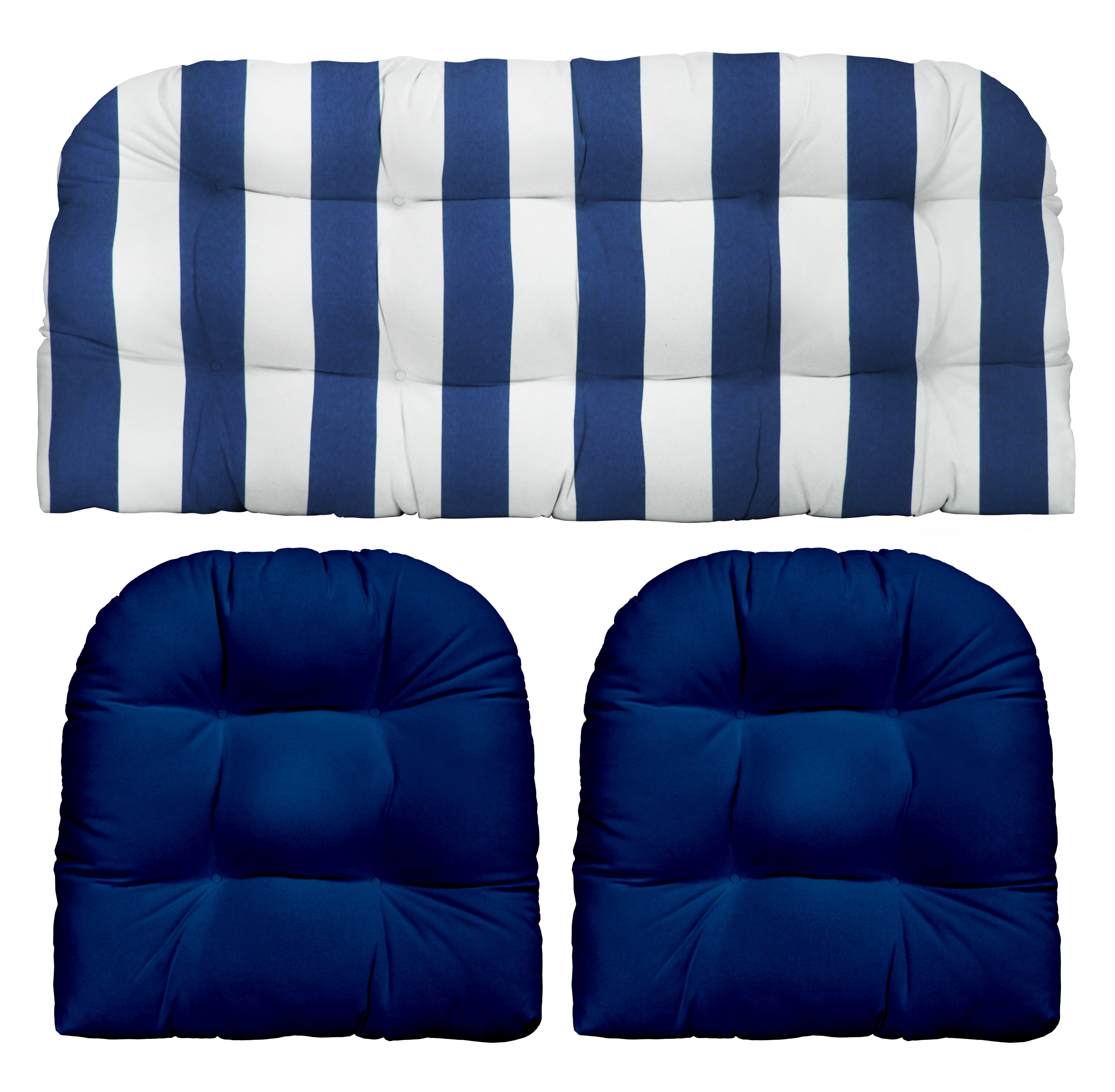 RSH Décor Indoor Outdoor 3 Piece Tufted Wicker Cushion Set, Large ...