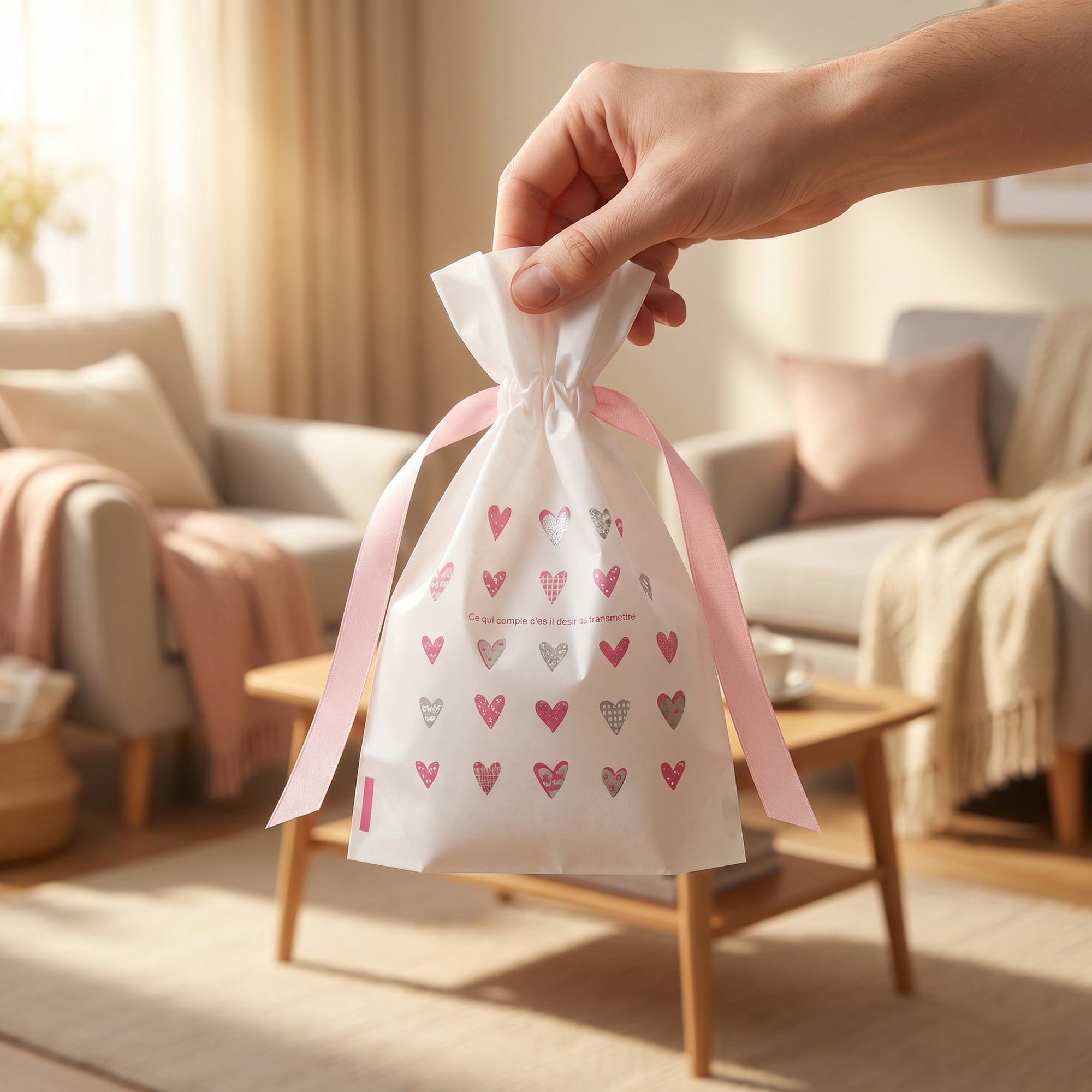 Unique Bargains 10Pcs Multi-Purpose Waterproof Gift Bags with Handles Pink 4.7" x 6.7"