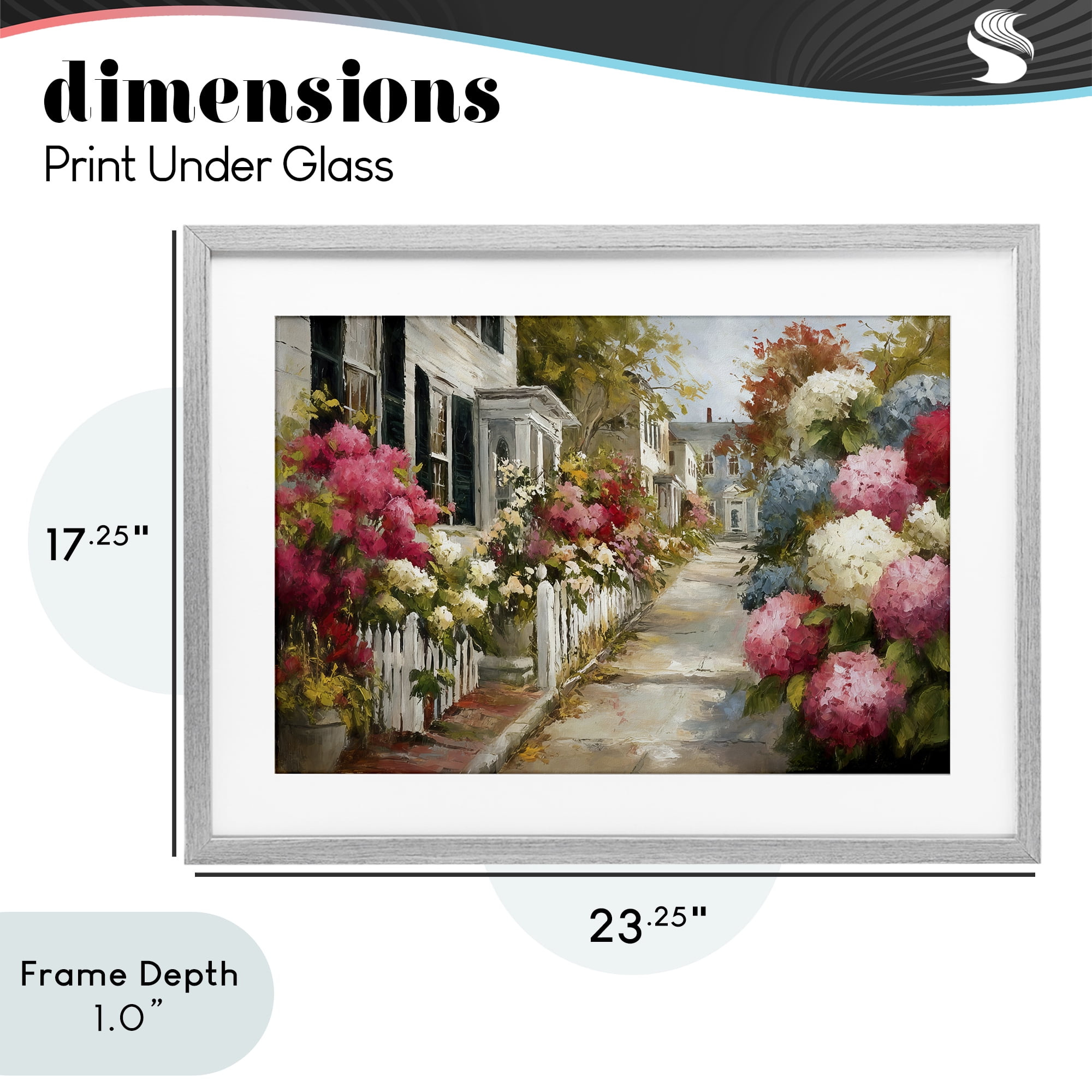 Stupell Industries Faded Shutters & Bursting Blooms Gray Framed Print Under Glass, design by Tina LeCour