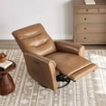 thumbnail image 6 of Spruce & Spring Genuine Leather Swivel Glider Recliner with Triple Motor Support, Saddle, 6 of 14