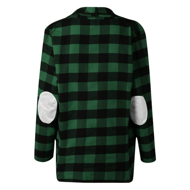 Buffalo plaid cardigan 2025 with elbow patches