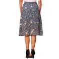 thumbnail image 3 of Falda midi A-Line de mujer INSPIRE CHIC con estampado floral de gasa, falda vintage de verano en gris y azul, 3 of 6